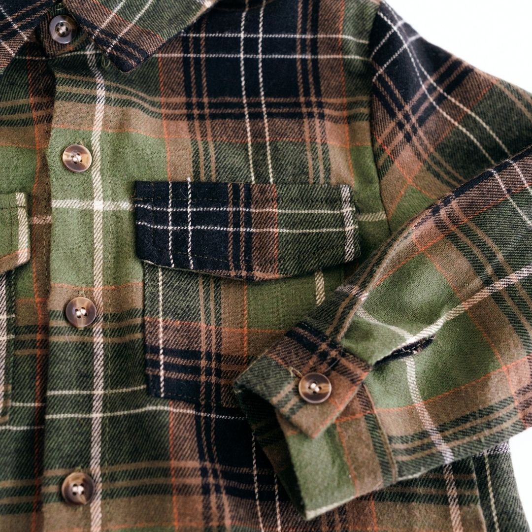 Lightweight Green Flannel - Adult - HAHA MAMA Clothing
