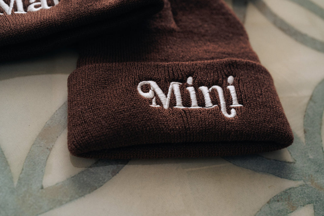 Matching Knit Hats- Mini- Dark Brown - HAHA MAMA Clothing
