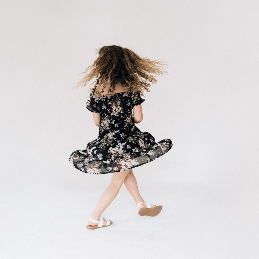 Black Floral Dress - Child - HAHA MAMA Clothing