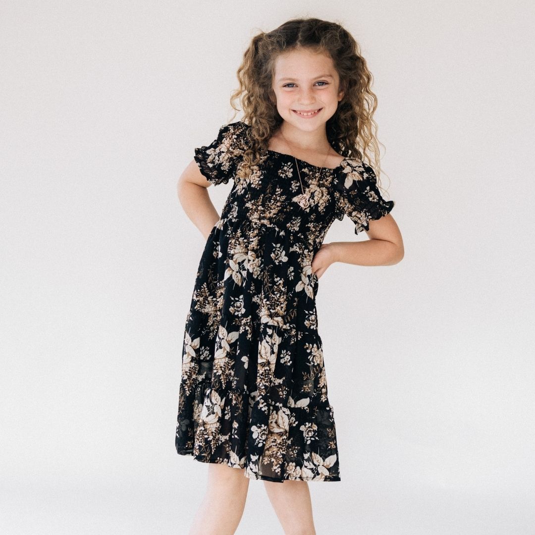 Black Floral Dress- Child