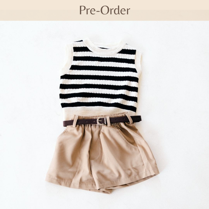 Striped Top & Shorts 3 Piece Set- Child