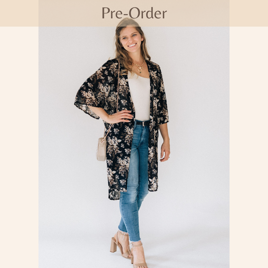 Black Floral Duster - Women