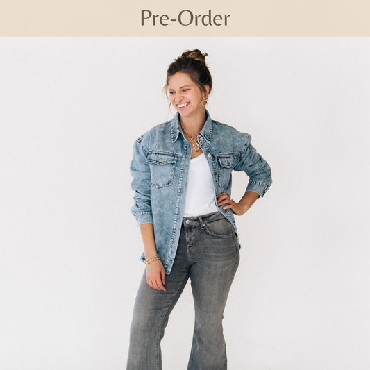 Blue Raw Hem Denim Jean Jacket - Women