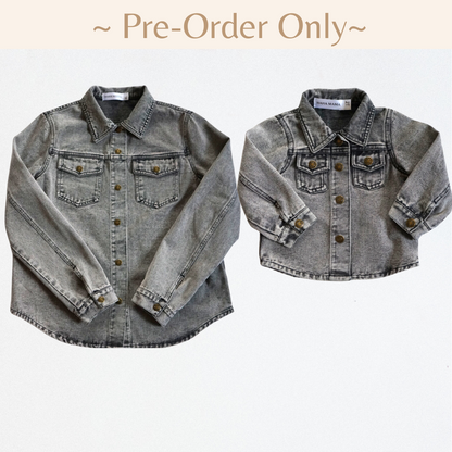 Silver Gray Denim Jacket- Mom & Son