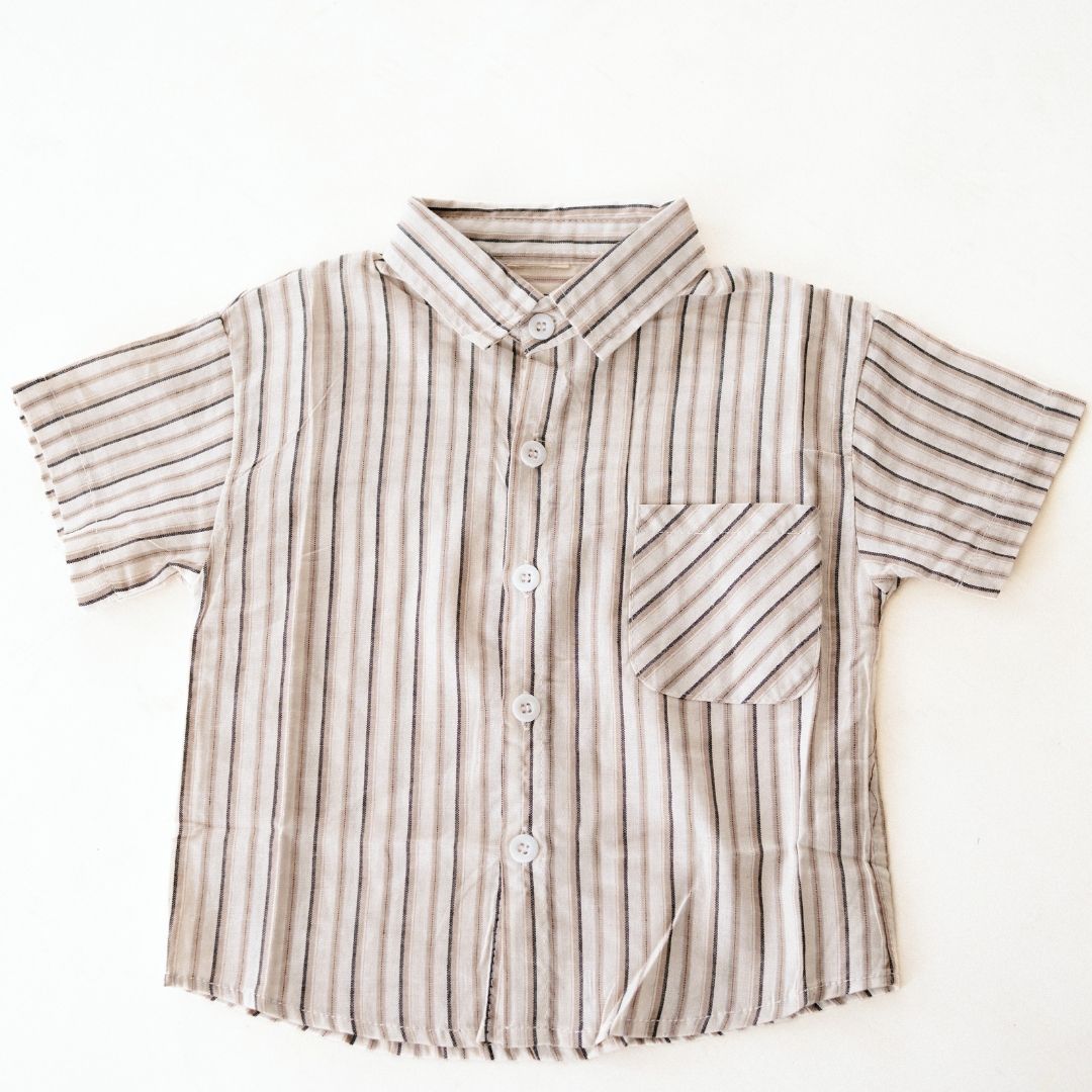 Gray Striped Button-Up - Infant