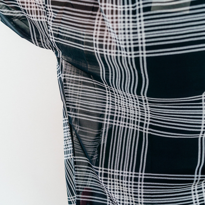 Black Plaid Ice Silk Shirt- Women