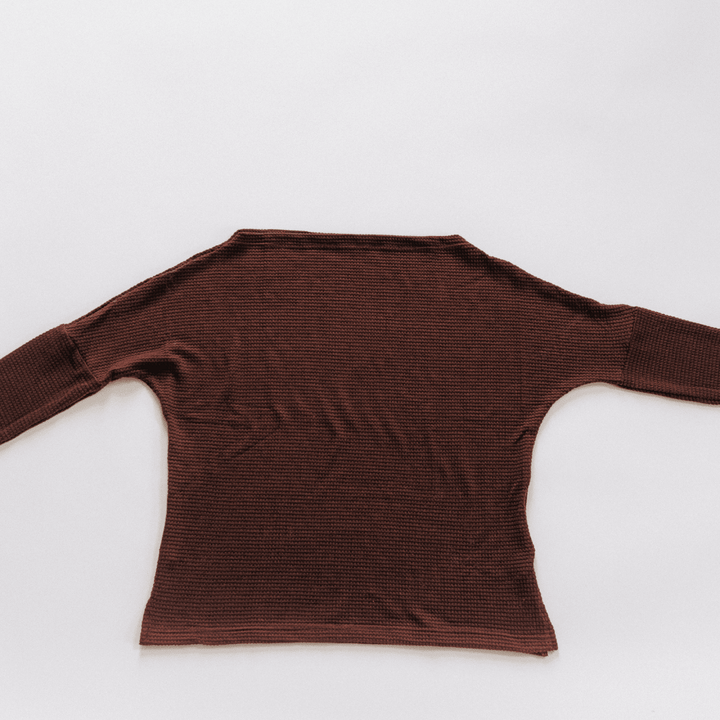 Coffee Brown Wide Collar Knit Sweater - HAHA MAMA Clothing