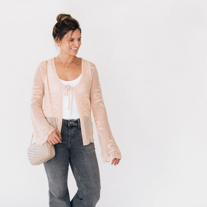 Crochet Bell Sleeve Cardigan- Women