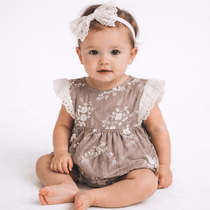 Embroidered Short Sleeve Floral Onesie - Infant - HAHA MAMA Clothing
