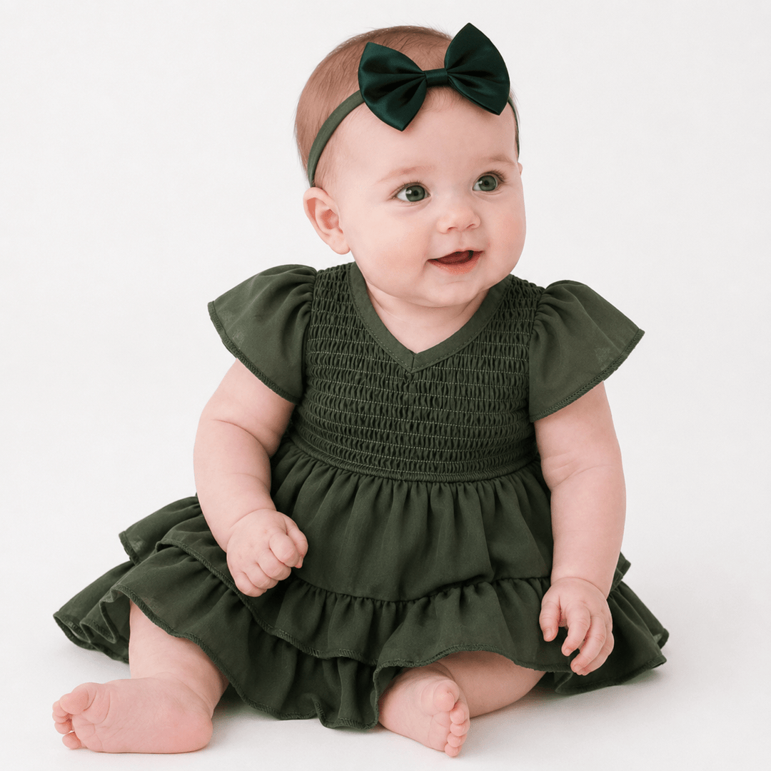 Green Chiffon Onesie Dress - Infant - HAHA MAMA Clothing