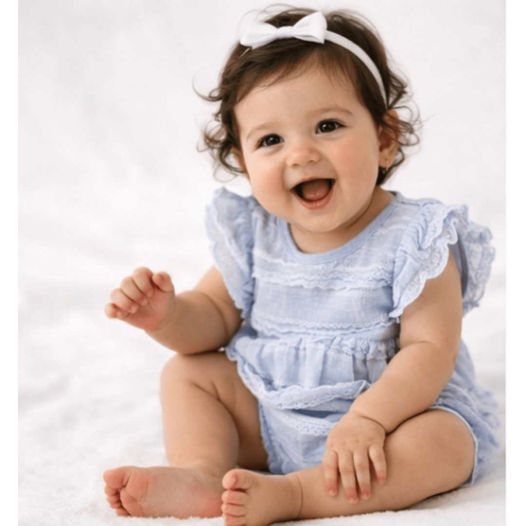 Ruffle Blue Pearl Onesie - Infant - HAHA MAMA Clothing