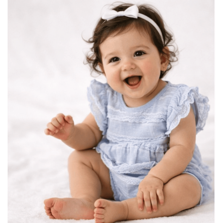 Ruffle Blue Pearl Onesie - Infant - HAHA MAMA Clothing