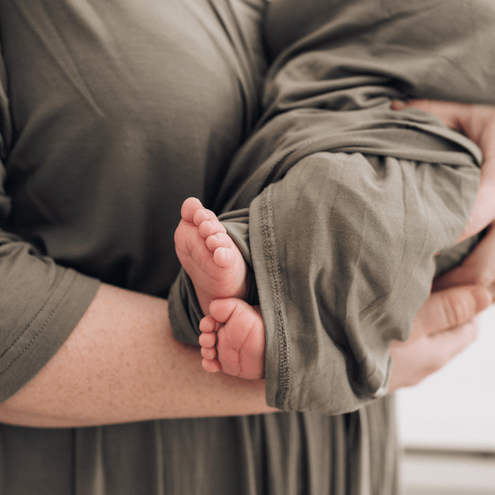 Sage Green Maternity Delivery Gown & Matching Swaddle - HAHA MAMA Clothing