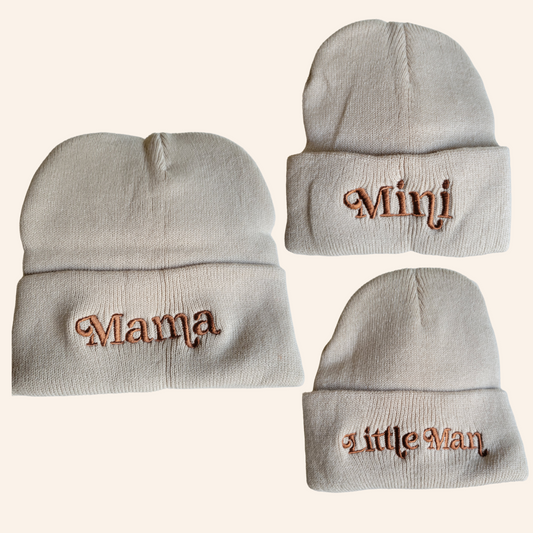 Matching Mommy & Me Beanies- Light Beige