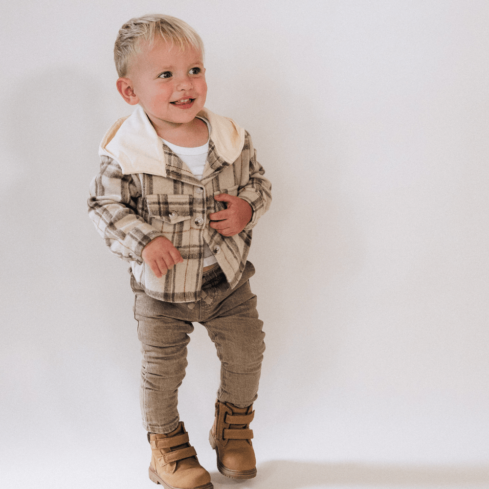 Beige Flannel - Child - HAHA MAMA Clothing