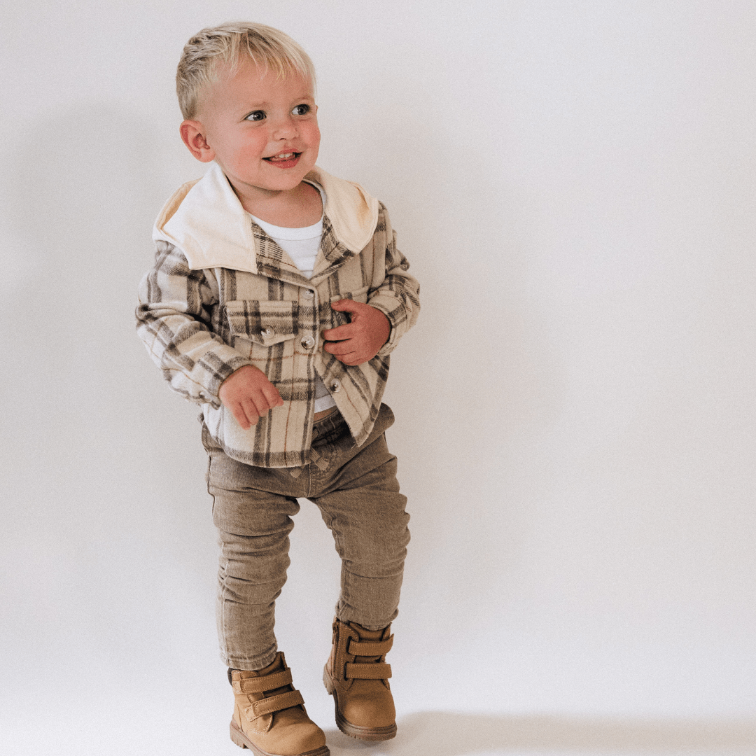 Beige Flannel - Child - HAHA MAMA Clothing