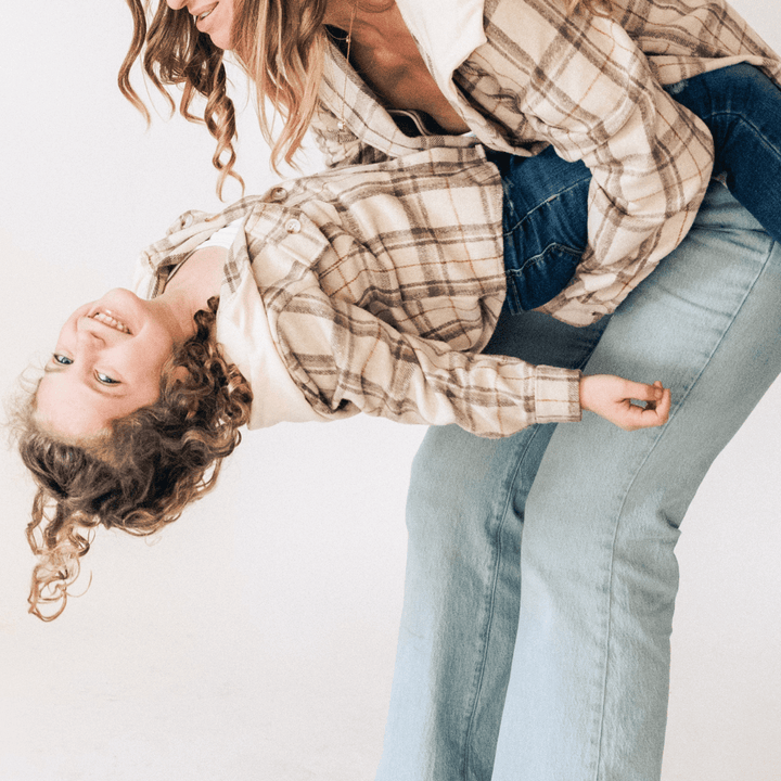 Beige Flannel - Hooded Adult - HAHA MAMA Clothing