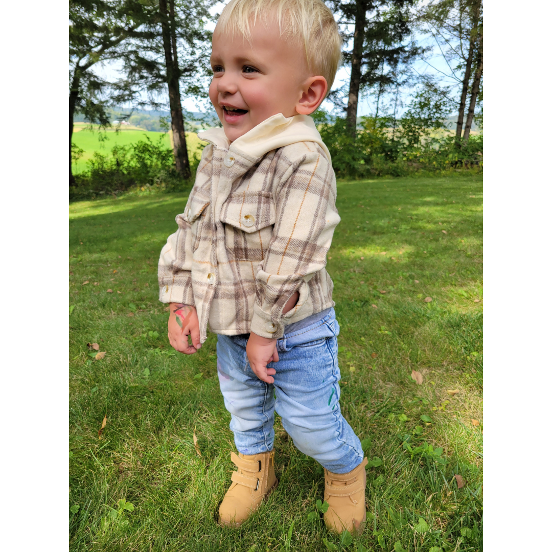 Beige Flannel - Child - HAHA MAMA Clothing