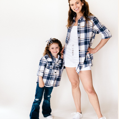 Navy Plaid Flannel-Adult & Daughter