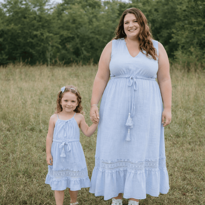 Blue Cotton Maxi Dress - Women - HAHA MAMA Clothing
