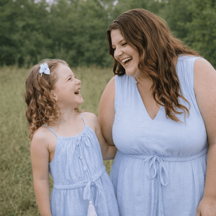 Blue Cotton Mommy & Me Dresses - HAHA MAMA Clothing