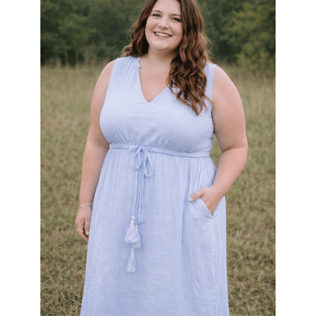 Blue Cotton Maxi Dress - Women - HAHA MAMA Clothing