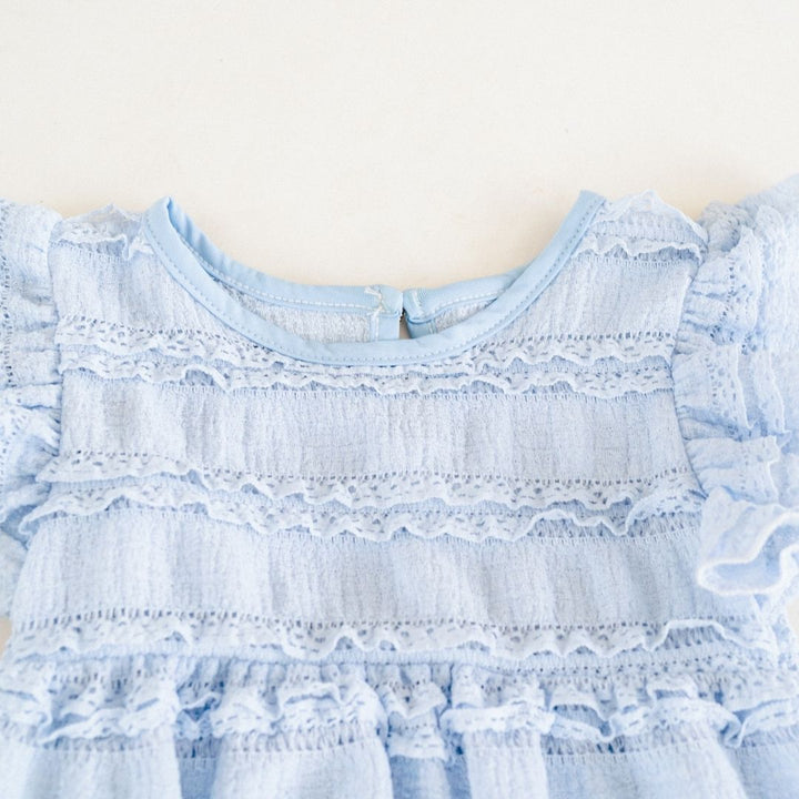 Ruffle Blue Pearl Onesie - Infant - HAHA MAMA Clothing
