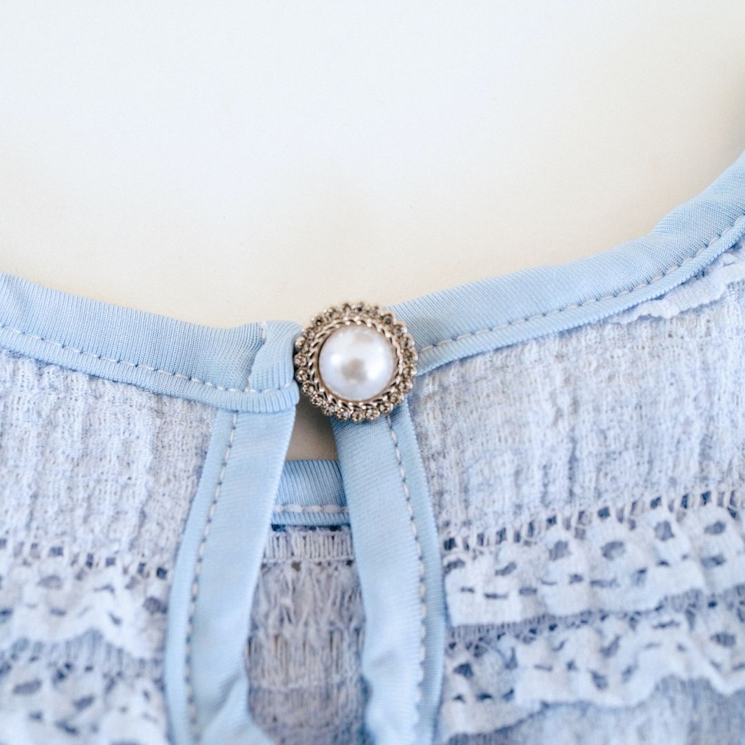 Ruffle Blue Pearl Onesie - Infant - HAHA MAMA Clothing