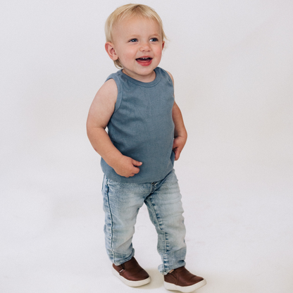 Dusty Blue Ribbed Tank - Infant