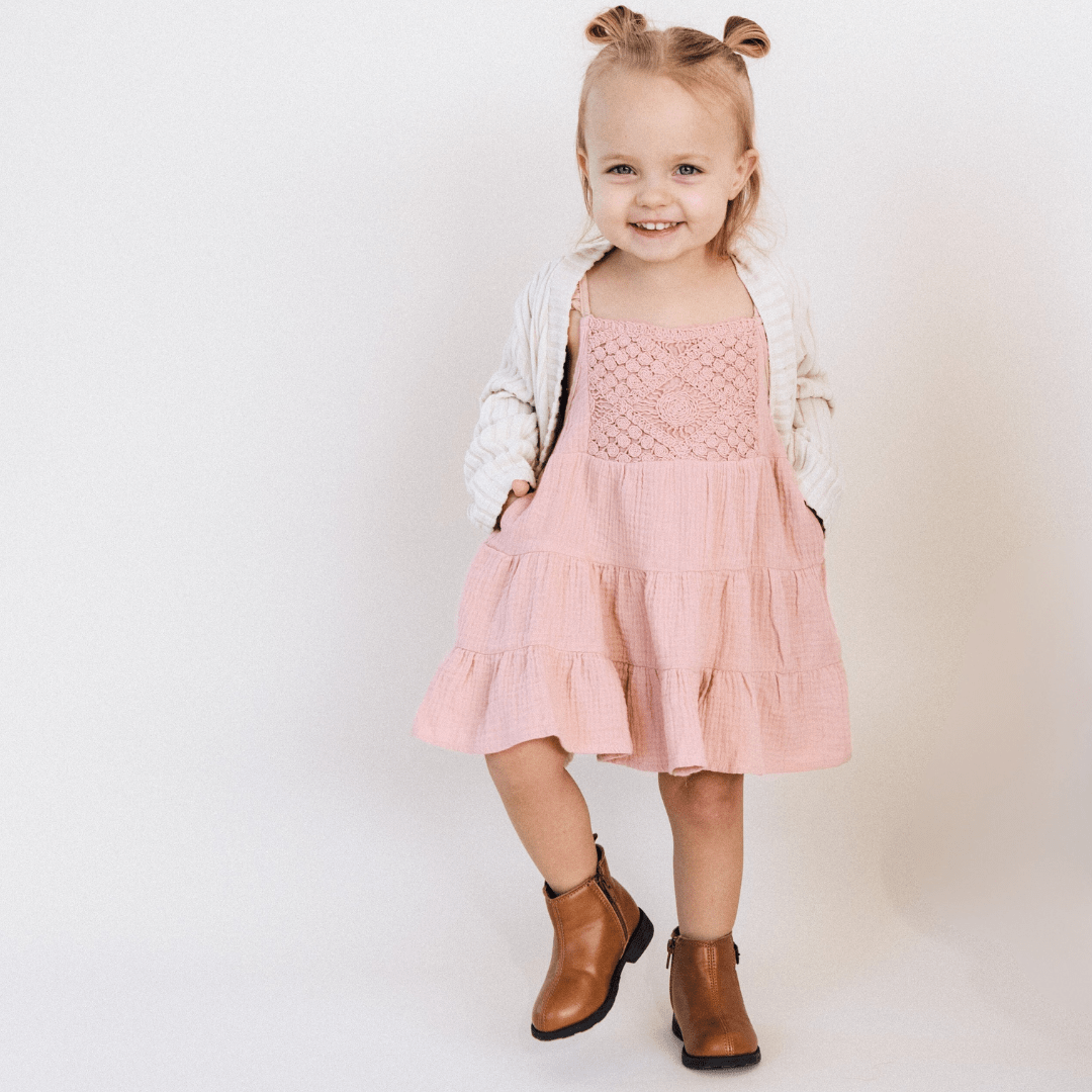 Dusty Rose Crochet Mommy & Me Dress - Child - HAHA MAMA Clothing