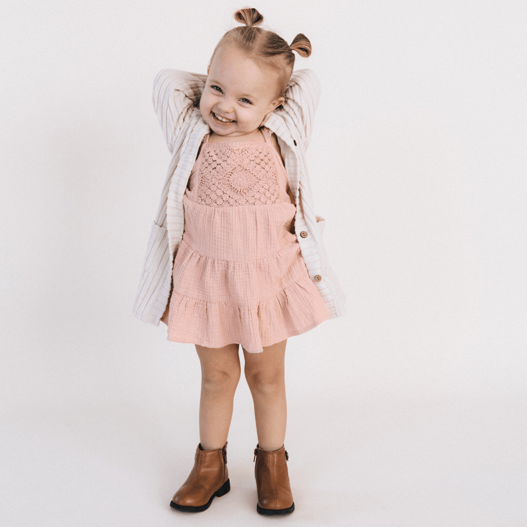 Dusty Rose Crochet Mommy & Me Dress - Child - HAHA MAMA Clothing