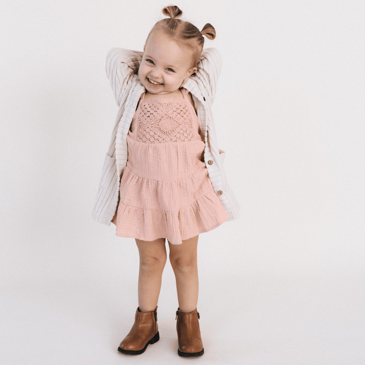 Dusty Rose Crochet Mommy & Me Dress - Child - HAHA MAMA Clothing