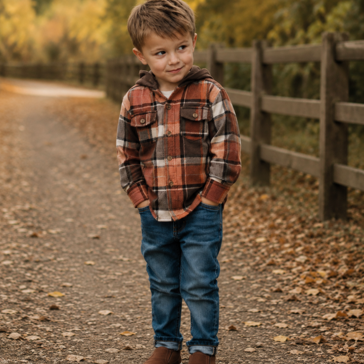 Brown & Rust Plaid Flannel - Child