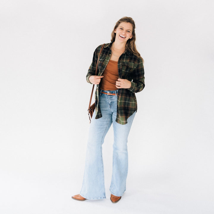 Lightweight Green Flannel - Adult - HAHA MAMA Clothing
