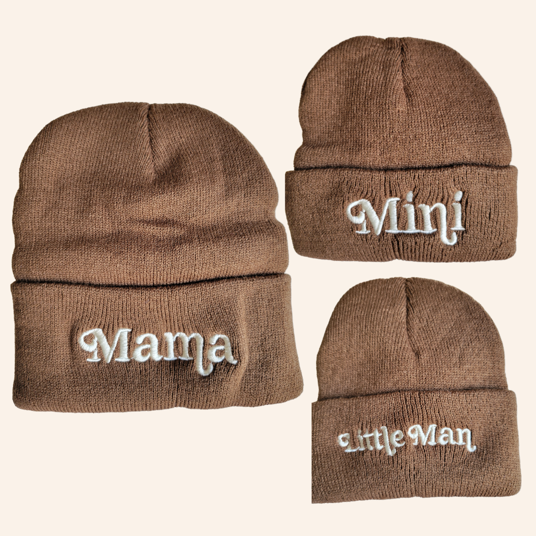 Matching Mommy & Me Beanies- Dark Brown