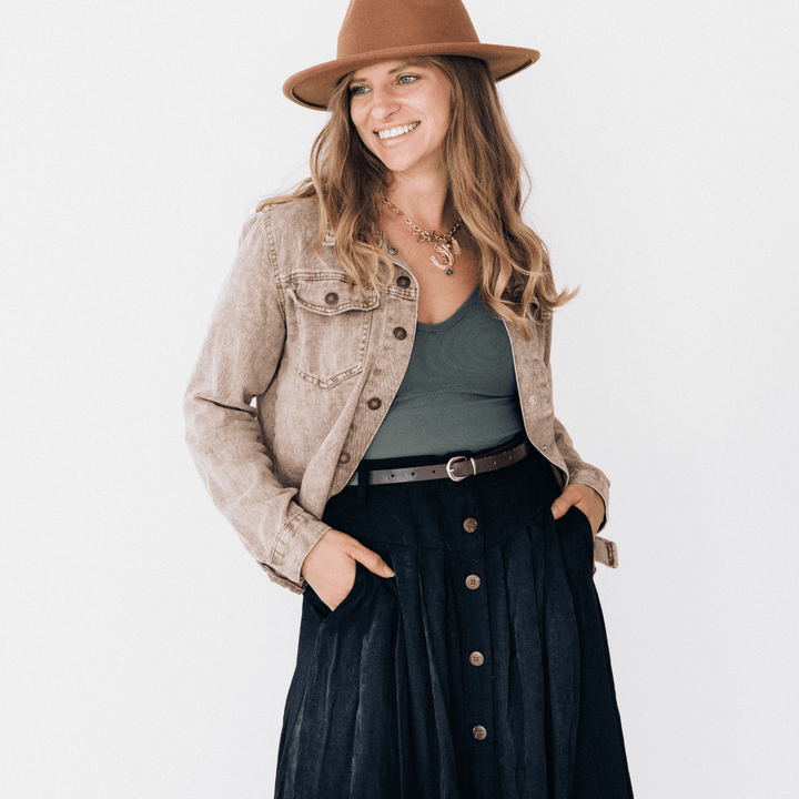 Brown Denim Jacket- Matching - HAHA MAMA Clothing