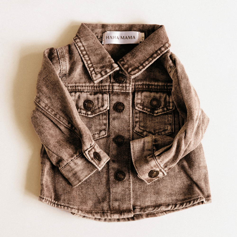 Brown Denim Jacket - Child Dallas Orders - HAHA MAMA Clothing