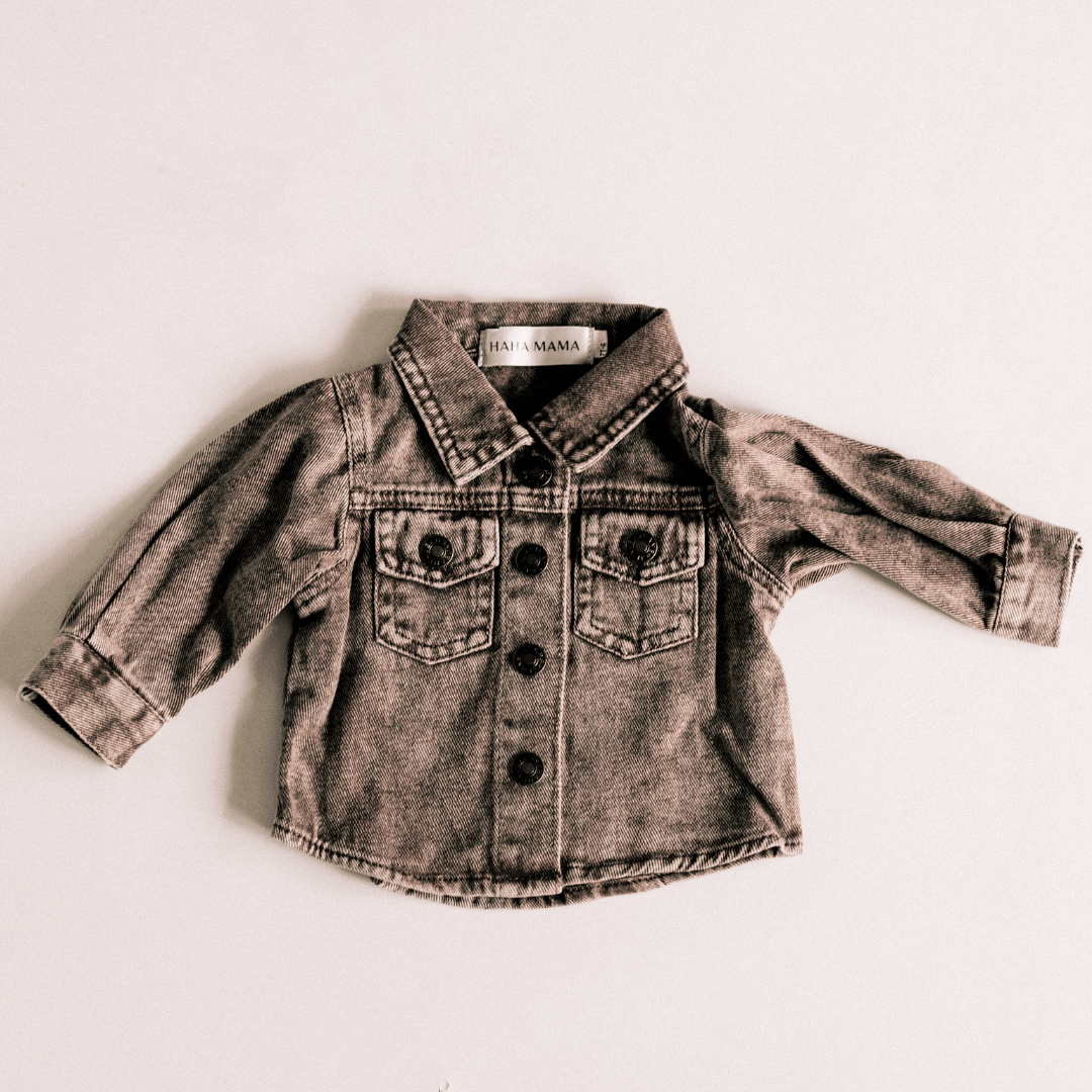 Brown Denim Jacket - Infant Dallas Orders - HAHA MAMA Clothing
