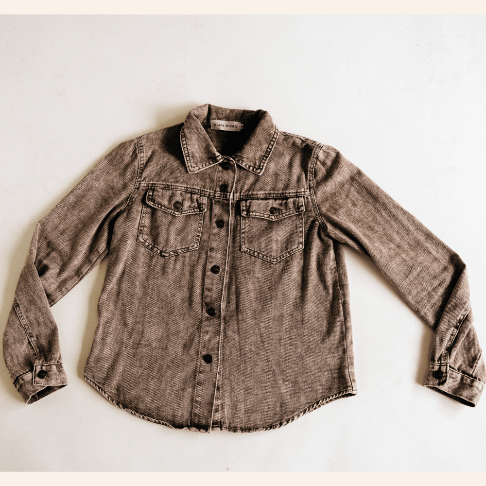 Brown Denim Jacket - Women Dallas Orders - HAHA MAMA Clothing