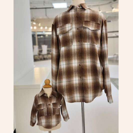 Lightweight Brown Flannel- Adult & Son