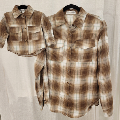 Lightweight Brown Flannel- Adult & Son