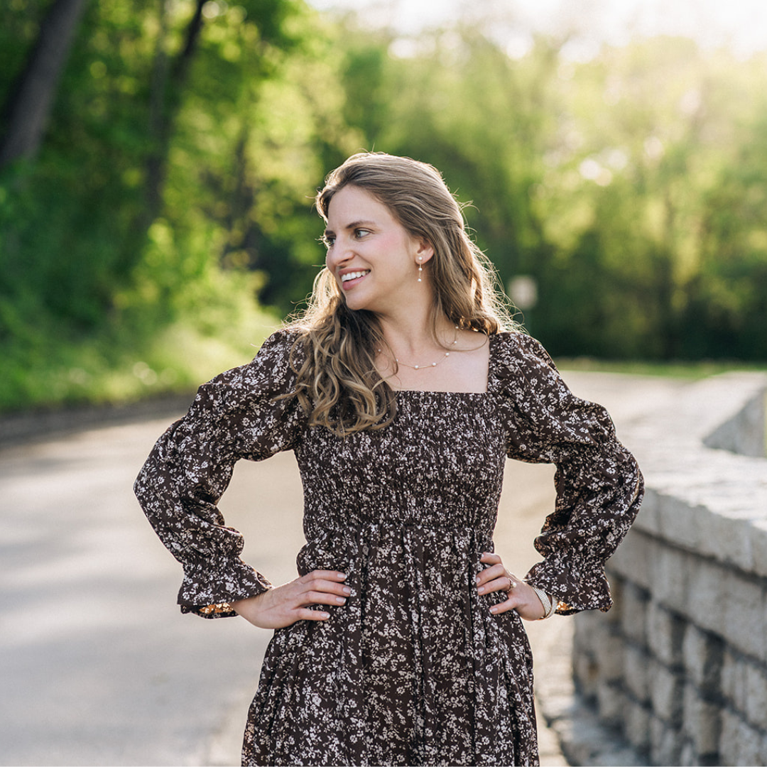 Dainty Floral Brown Dress- Women