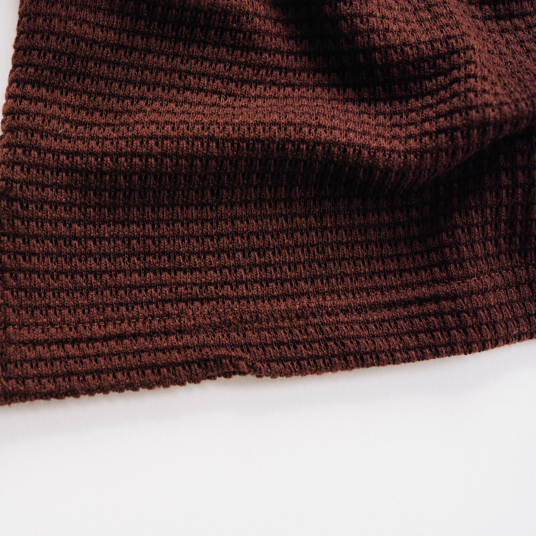 Coffee Brown Wide Collar Knit Sweater