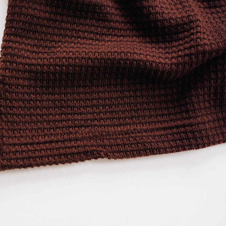 Coffee Brown Wide Collar Knit Sweater