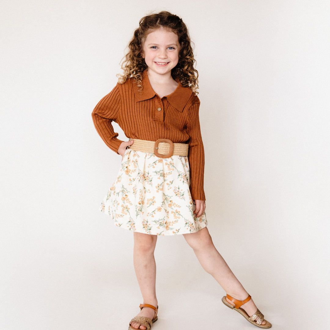 Camel Knit Collared Sweater - Child