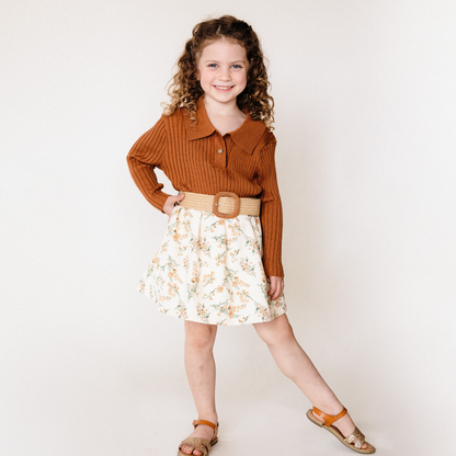 Light Cream Floral Skirt - Child