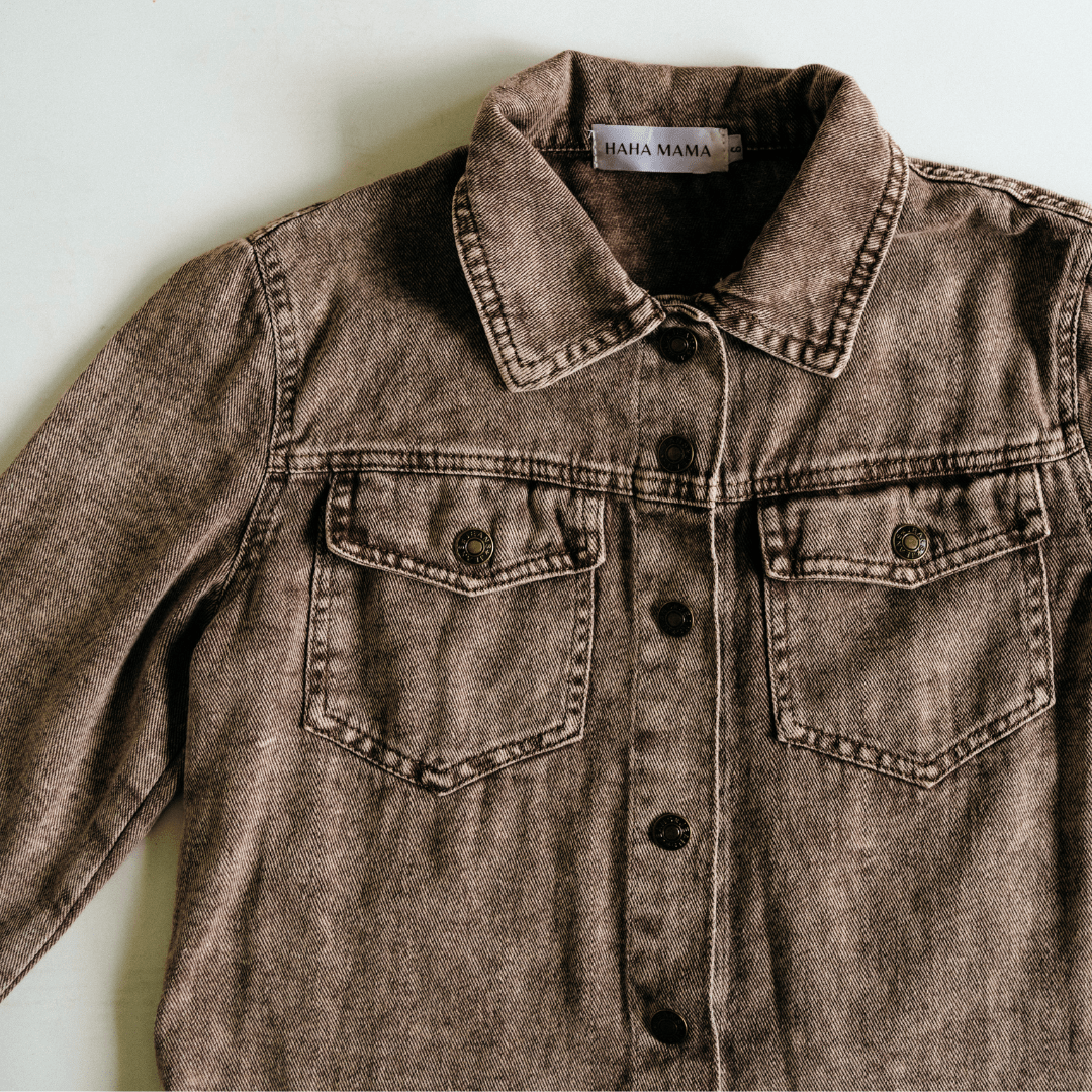 Brown Denim Jacket - Child Dallas Orders - HAHA MAMA Clothing