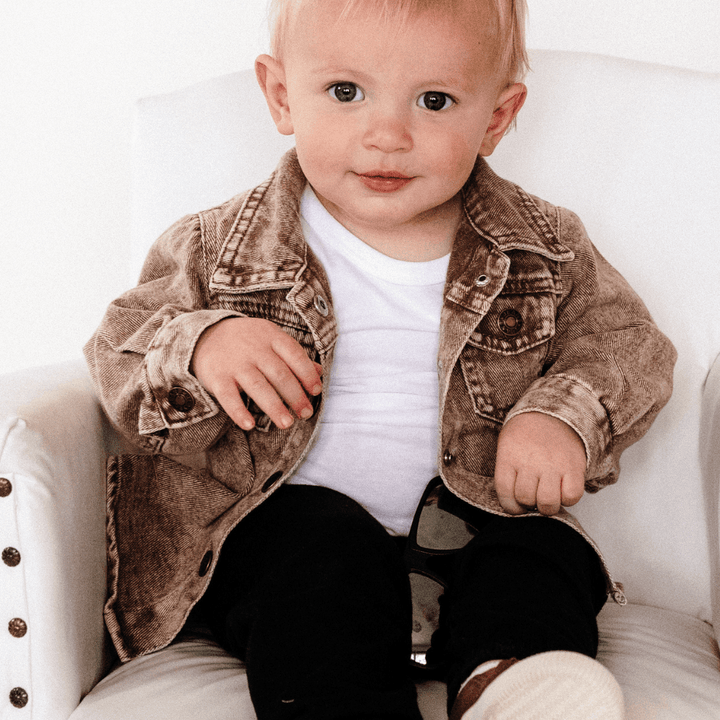 Brown Denim Jacket - Infant Dallas Orders - HAHA MAMA Clothing
