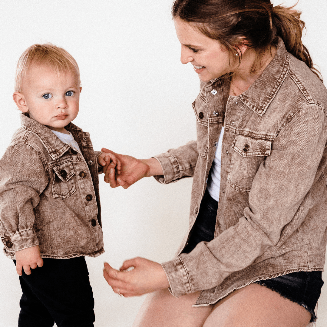 Brown Denim Jacket - Infant Dallas Orders - HAHA MAMA Clothing
