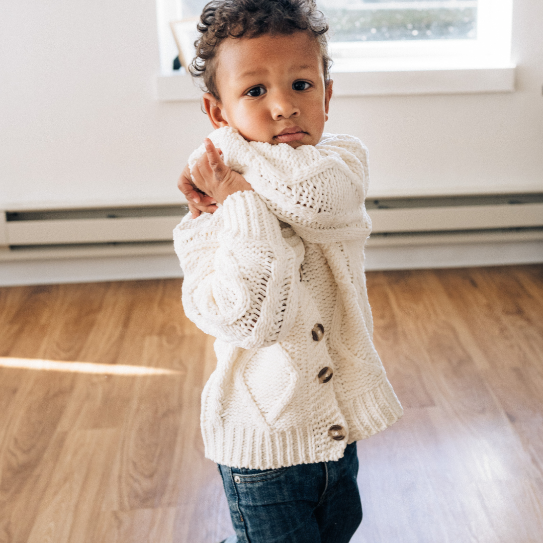 Ivory Cable Knit Cardigan- Child